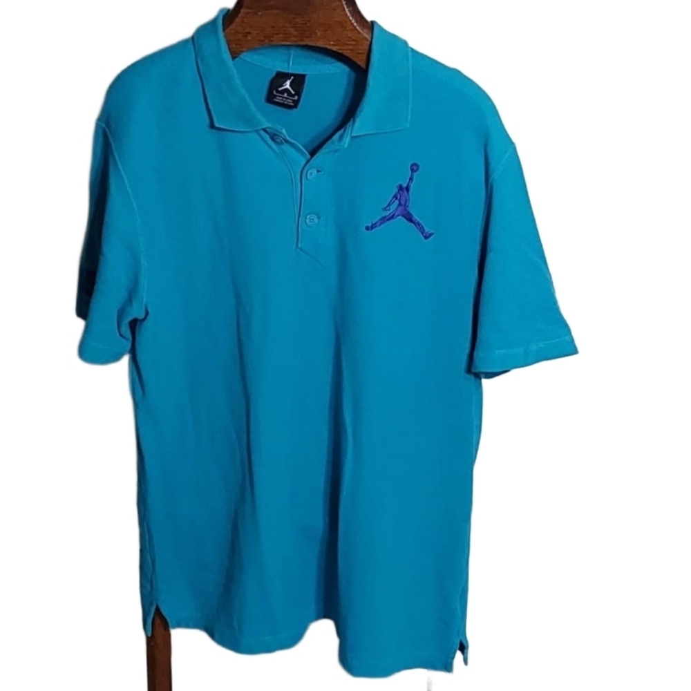 JORDAN FLY MEN'S TURQUOISE POLO SHIRT‎ SIZE LARGE
